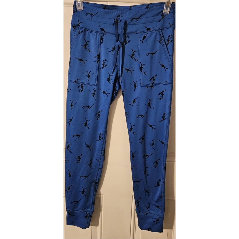 Aerie Chill Play Move Blue Ski Print‎ Jogger Leggings Women's Large Pockets